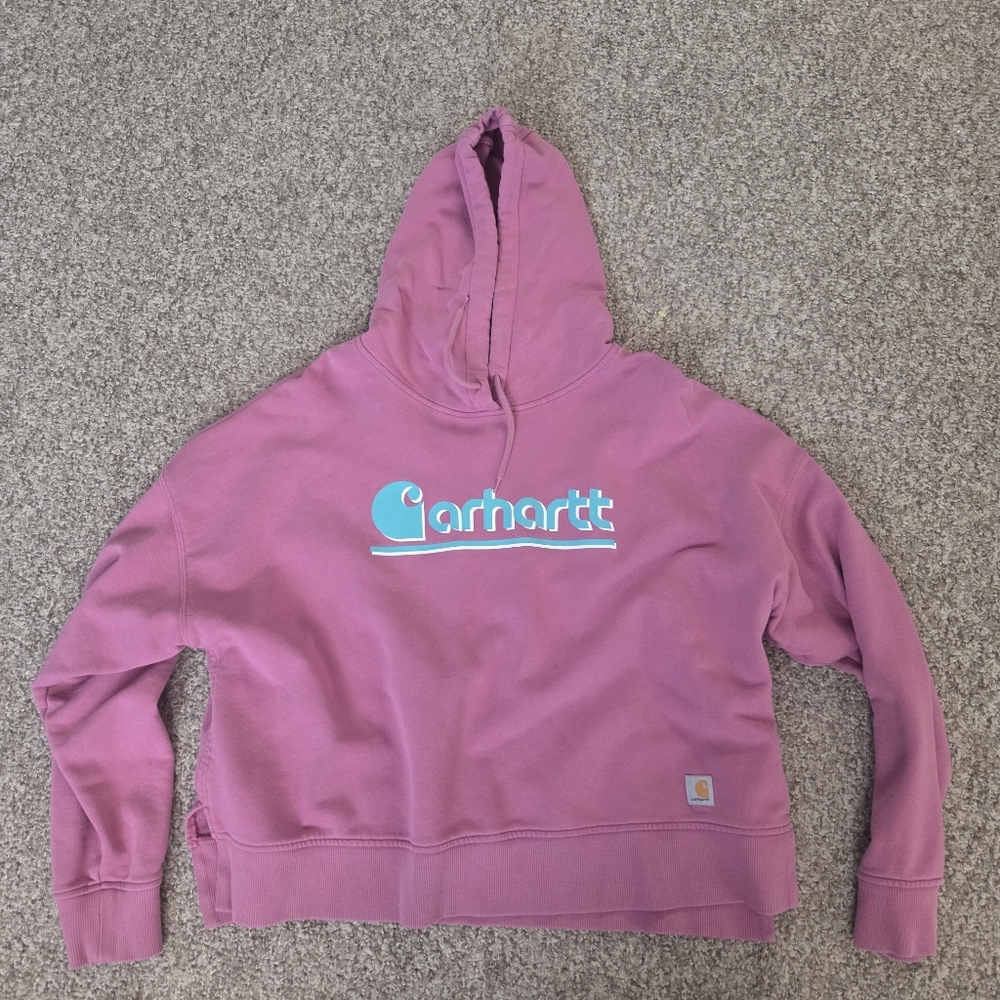 CARHARTT Women's‎ TENCEL Fiber Loose Fit Graphic Hoodie Woodrose Pink XL